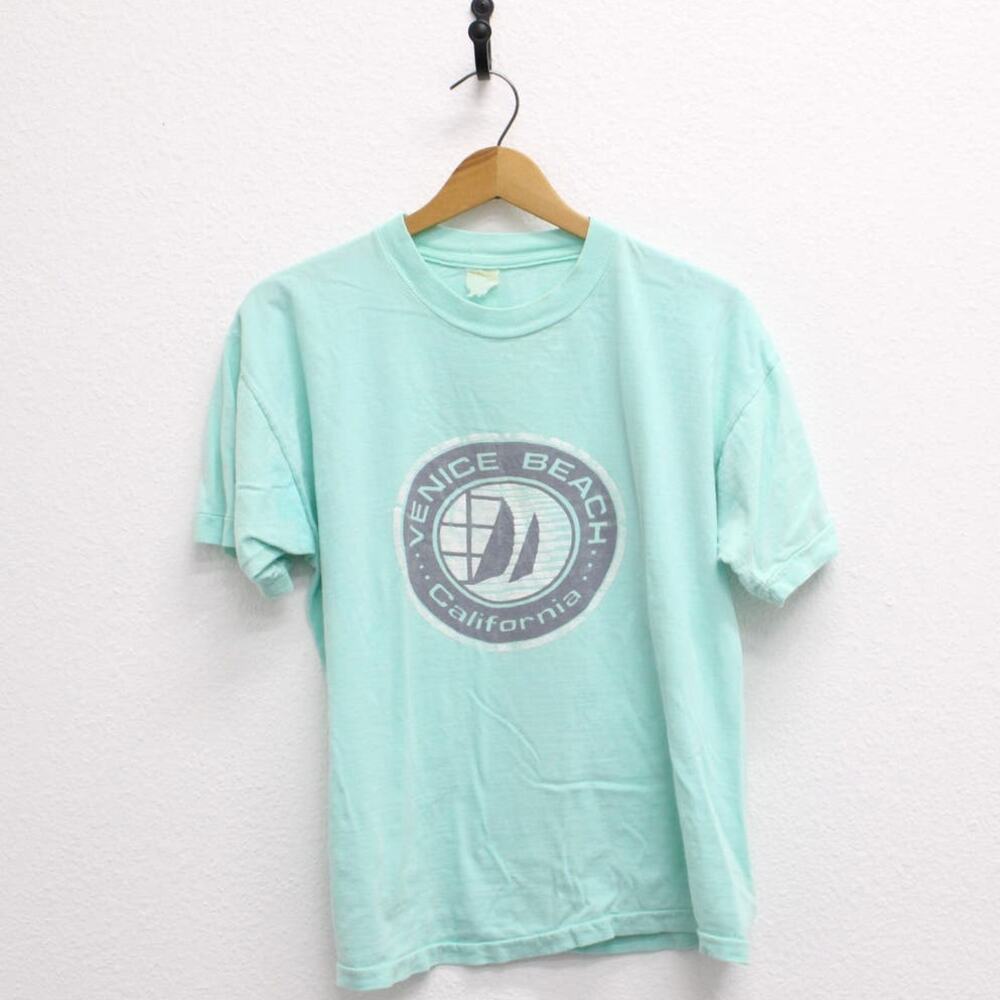 Vintage 90s Venice Beach California T-Shirt Men’s Large Green Souvenir